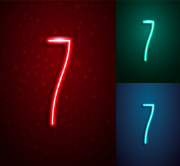 Glowing number 7 linear neon led lamp for logo design