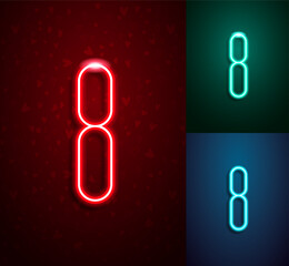 Glowing number 8 linear neon led lamp for logo design