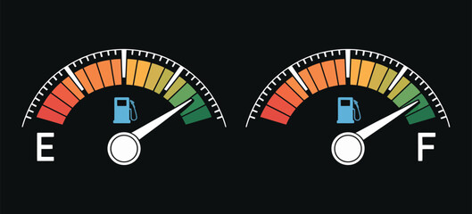 Fototapeta premium Empty and Fueled Gas Gauges Vector