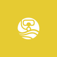white cdiver's goggles logo on yellow