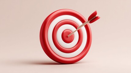 Red and white target with arrow hitting the bullseye, symbolizing success and achievement