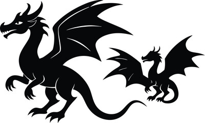Naklejka premium dragons icon silhouette vector illustrations