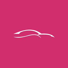 Fototapeta premium white wave and shilioute abstract car on pink background