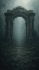Naklejka premium Mysterious ancient stone archway path mobile wallpaper