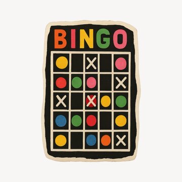 Colorful bingo card illustration.