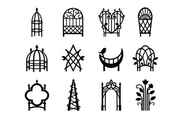 Naklejka premium Plant form generation ornamental vector decorative element shape image support simple icon