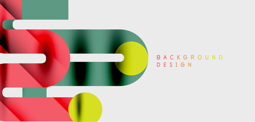 Obraz premium Abstract geometric shapes overlap, creating dynamic visual effect. Bright colors contrast against white backdrop. Modern design element.