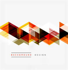 Abstract geometric shapes create dynamic visual flow. Warm colors dominate design, offering modern aesthetic. Minimalist composition.
