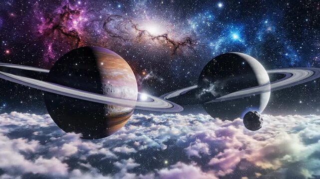 Stunning Planets Above Clouds: Galactic Dreamscape | Cosmic Wonders 4K