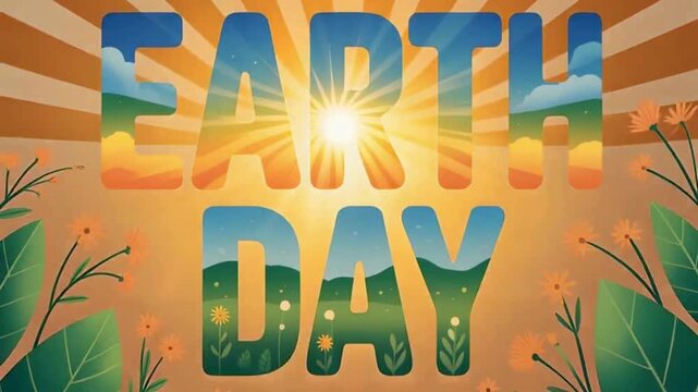 Animation video of Earth Day typography background