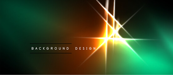 Naklejka premium Abstract background features vibrant gradients, bright light flares, dynamic lines. Modern design evokes energy, innovation.
