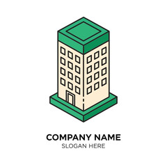 Fototapeta premium Green Office Building Illustration Template Design.