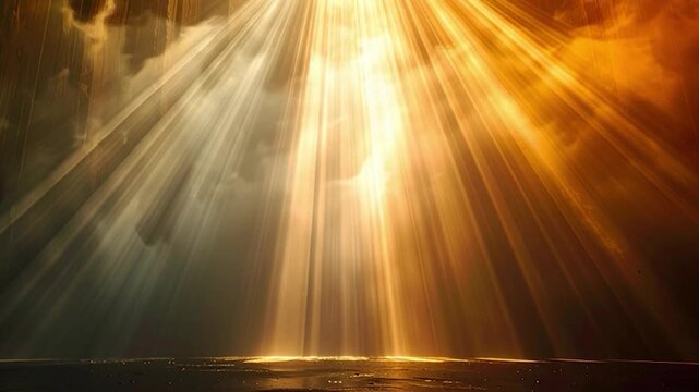 Dramatic Light Rays Shining Through Clouds.