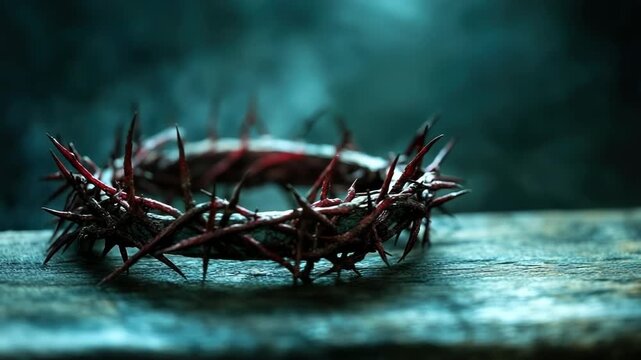Crown of thorns resting on arid earth, representing Christ's Passion and sacrifice for Good Friday, encouraging deep faith and spiritual reflection.