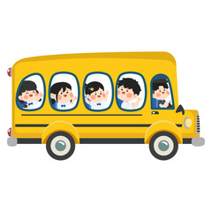 Children Riding A Yellow School Bus
