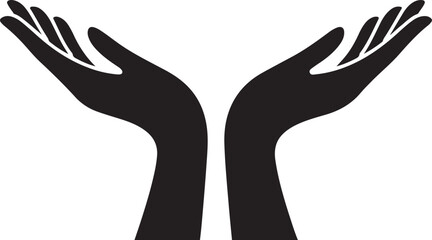 Obraz premium Vector protecting hands icon. Cupped hands