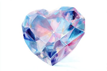 Fototapeta premium Dreamy translucent heart painted in watercolor tones with light reflections