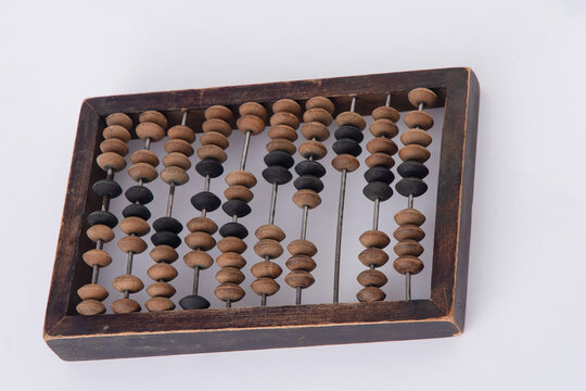 Old Wooden Abacus on White Background.