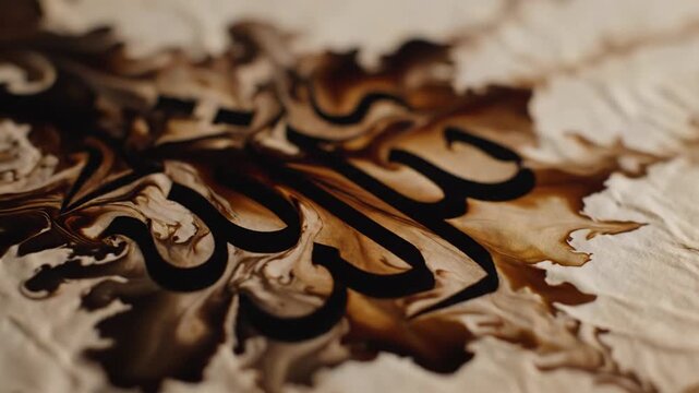 Intricate Islamic Calligraphy on Damp Parchment