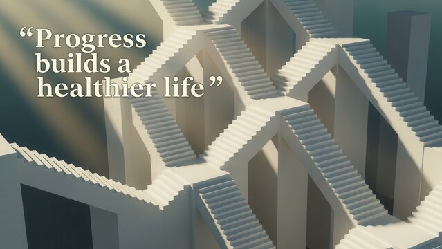 Abstract Architectural Staircase Design with Multiple Paths