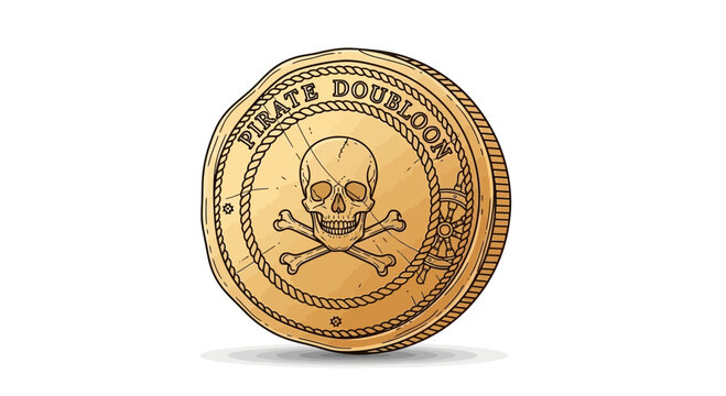 Pirate Doubloon Coin with Skull and Crossbones - Vintage Treasure