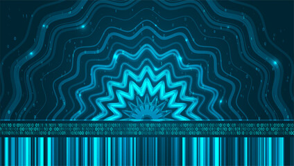 Abstract technology big data visualization. Innovation future data. Digital circles of particles. Graphic concept for your design