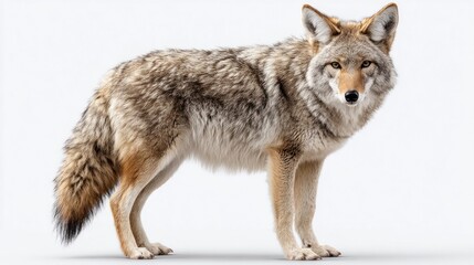Obraz premium A stunning portrait of a North American coyote on a clean white background