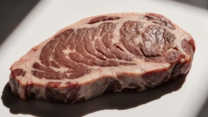 Raw Ribeye Steak - A Close-Up of Marbled Perfection.