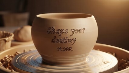 Obraz premium Clay Pot with Inspirational Message 'Shape Your Destiny'