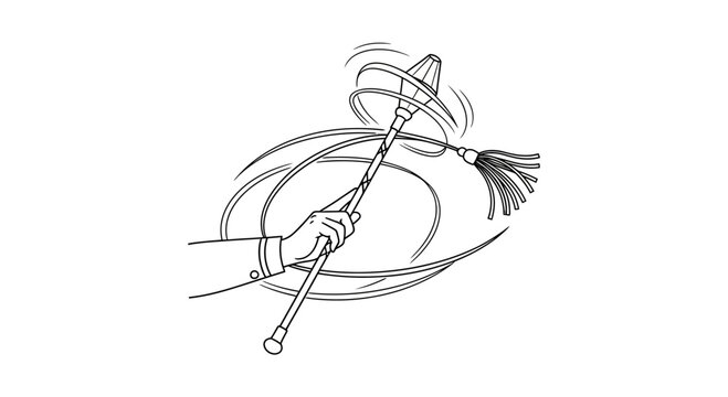 Hand Spinning a Baton with Tassel, Dynamic Motion Lines