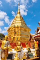 Golden pagoda wat Phra That Doi Suthep chiangmai Thailand