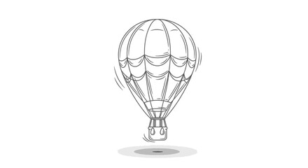 Obraz premium Hand-drawn hot air balloon illustration, simple line art, floating in the air with shadow