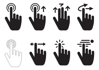 Obraz premium Hand gesture and mouse click line icons for user interface and mobile application design
