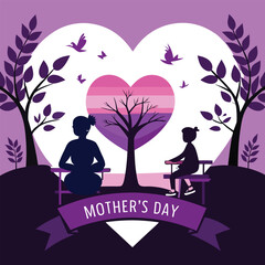 Mother's Day Love A Heartfelt Silhouette Scene