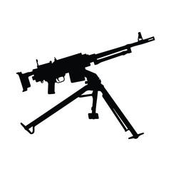 Silhouette of a machine gun on a tripod stand