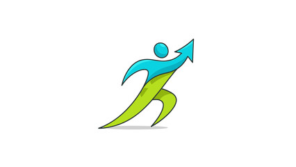 Obraz premium Dynamic Human Figure with Upward Arrow Symbolizing Growth and Success.