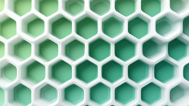 Layered white honeycomb grid over soft green geometric backdrop