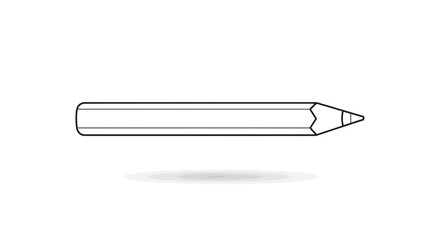 Simple Line Art Drawing of a Sharpened Pencil with a Shadow