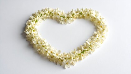 Obraz premium Heart Shaped Floral Arrangement on White Background.