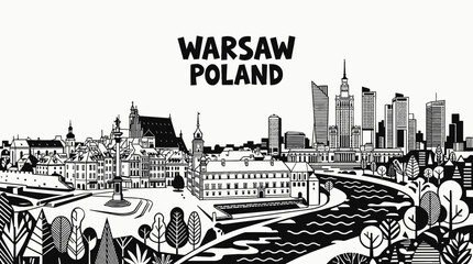 warsaw poland europe capital city skyline landmark architecture urban travel tourism historic culture downtown oldtown landscape