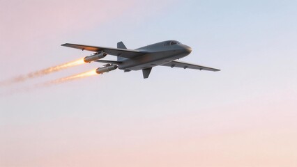 Obraz premium Military jet flying with afterburners