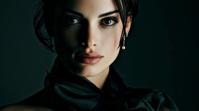 Beautiful Woman Seduced Intense Portrait Dramatic Low Key Lighting