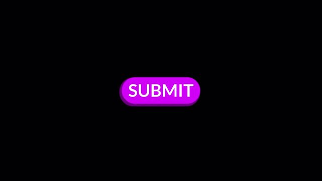 Submit button animation with mouse cursor on transparent background, submit icon animation with alpha channel in 4k.