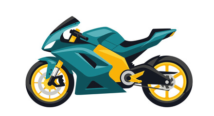 Modern Teal Sport Motorcycle Isolated on White Background