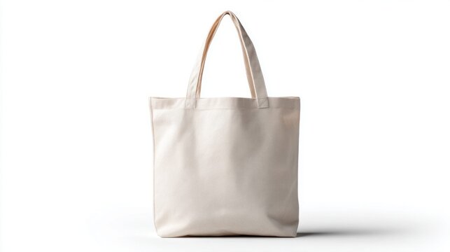 Plain canvas tote bag with handles, isolated on a white background for design mockup