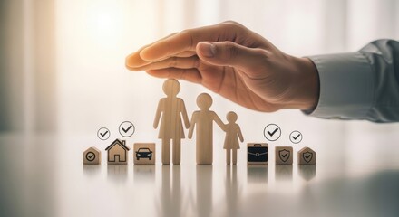 Hands protecting family