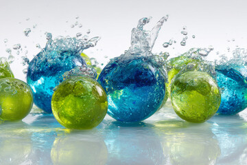 green water splash spheres