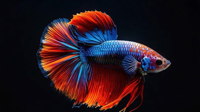 A vibrant betta fish with flowing fins, a spectrum of color