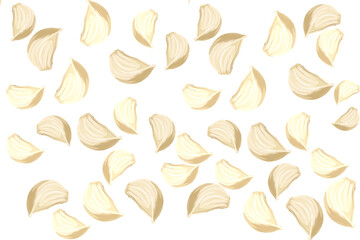 collection of several cloves of garlic without background