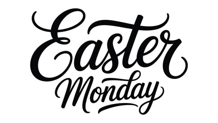 Easter Monday elegant hand lettering typography design flat vector illustration on light background for spring holiday greeting banner © Zavivec